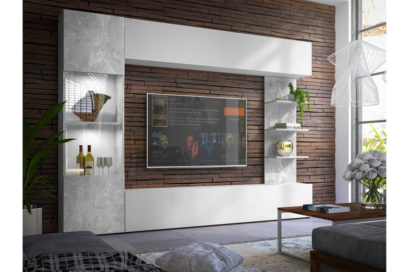 Bunda Tv-möbelset 250x30 cm - Grå/Vit - Möbler - Vardagsrum - Tv-möbler & mediamöbler - Tv-möbelset