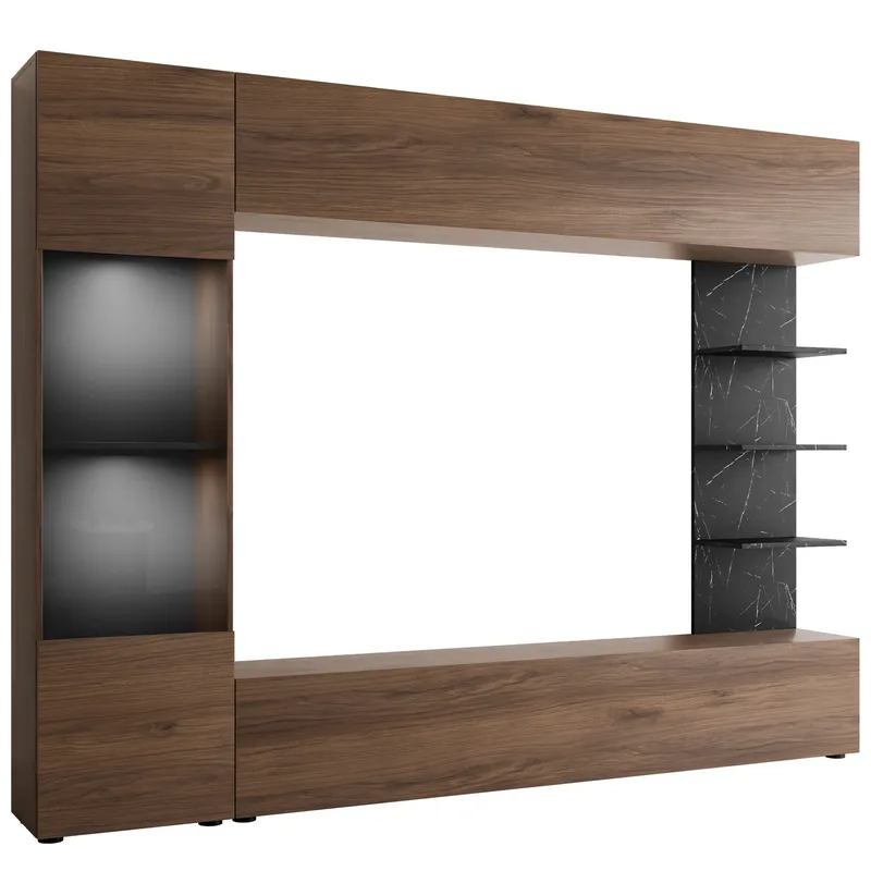 Bunda Tv väggenhet med LED-belysning 250 cm, vit