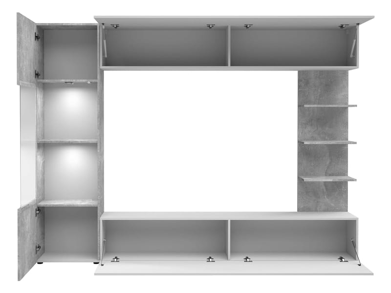 Bunda Tv väggenhet med LED-belysning 250 cm - vit - Möbler - Vardagsrum - Tv-möbler & mediamöbler - Tv-möbelset