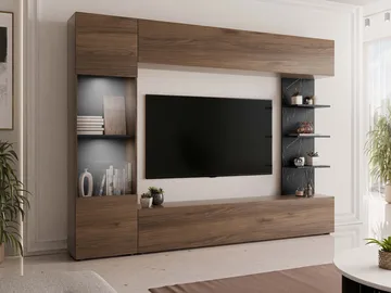 Bunda Tv väggenhet med LED-belysning 250 cm - vit - Möbler - Vardagsrum - Tv-möbler & mediamöbler - Tv-möbelset