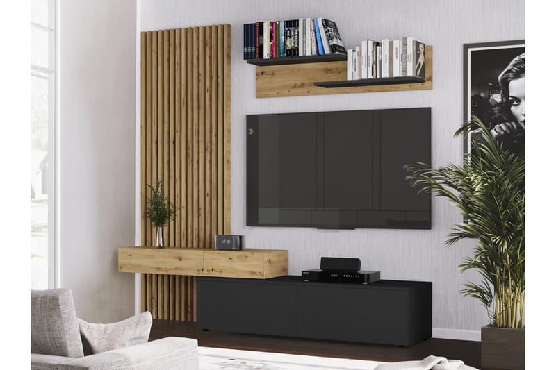 Bunkar Tv-möbelset 210x43 cm - Brun/Svart - Möbler - Vardagsrum - Tv-möbler & mediamöbler - Tv-möbelset