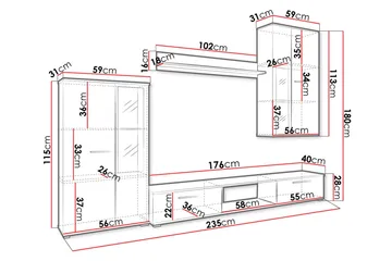 Bunta Tv-möbelset 235x40 cm - Vit - Möbler - Vardagsrum - Tv-möbler & mediamöbler - Tv-möbelset