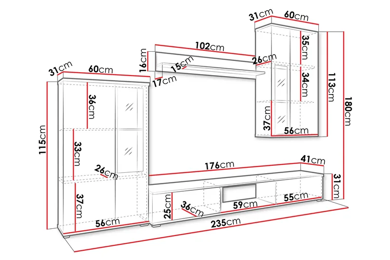 Bunta Tv-möbelset - Rosa - Möbler - Vardagsrum - Tv-möbler & mediamöbler - Tv-möbelset