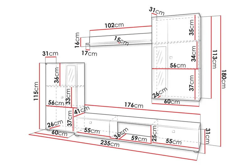 Bunta Tv-möbelset - Vit/Rosa - Möbler - Vardagsrum - Tv-möbler & mediamöbler - Tv-möbelset