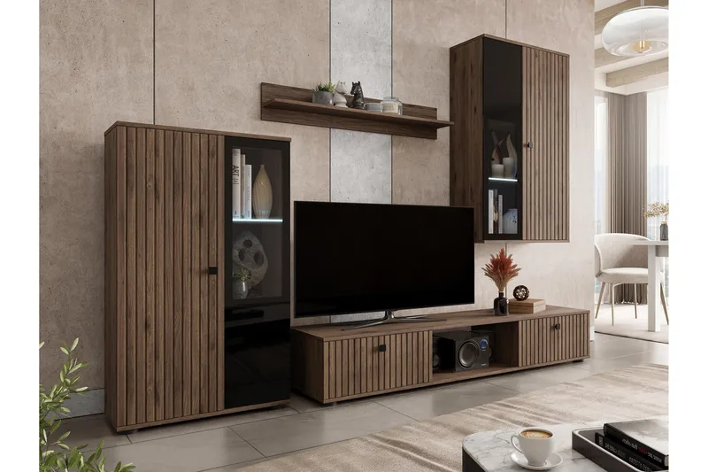 Bunta Tv-möbelset, Vit/Rosa