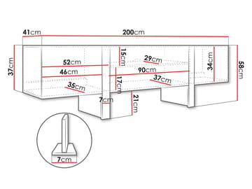 Calvenn Golvstående TV Bänk 200 cm med Förvaring i Målat Trä - Beige - Möbler - Vardagsrum - Tv-möbler & mediamöbler - Tv-bänkar