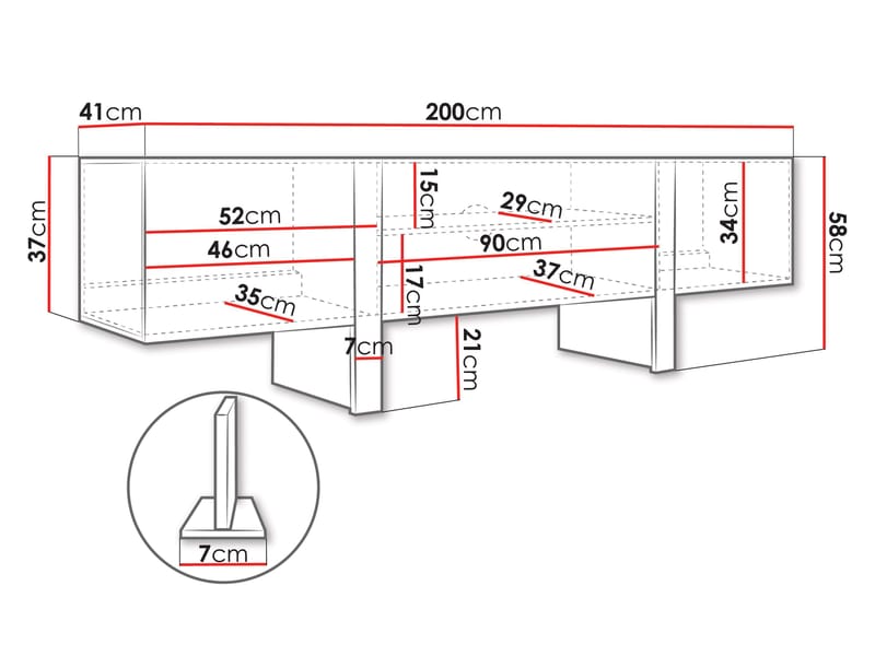Calvenn Golvstående TV Bänk 200 cm med Förvaring i Målat Trä - Beige - Möbler - Vardagsrum - Tv-möbler & mediamöbler - Tv-bänkar