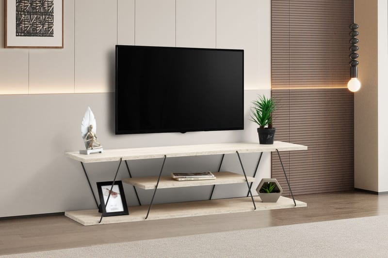 Canaz Tv-bänk 120 cm - Svart/Marmor - Möbler - Vardagsrum - Tv-möbler & mediamöbler - Tv-bänkar