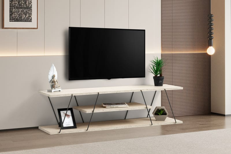 Canaz Tv-bänk 120 cm Svart/Marmor - Möbler - Vardagsrum - Tv-möbler & mediamöbler - Tv-bänkar