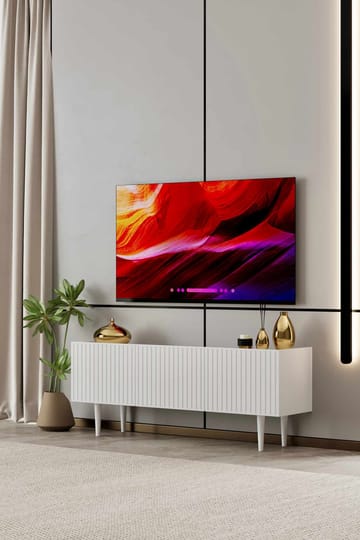 Capella Golvstående TV-bänk 120 cm med Förvaring i Målat Trä - Vit - Möbler - Vardagsrum - Tv-möbler & mediamöbler - Tv-bänkar