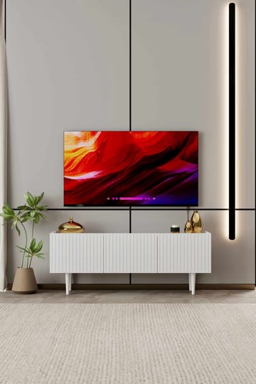 Capella Golvstående Tv-bänk 140 cm med Förvaring i Målat Trä - Vit - Möbler - Vardagsrum - Tv-möbler & mediamöbler - Tv-bänkar