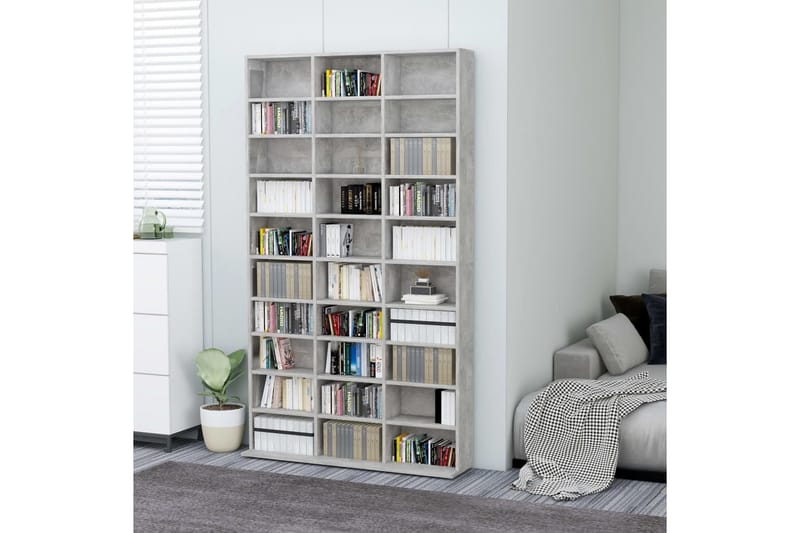 CD-hylla betonggrå 102x23x177,5 cm spånskiva - Grå - Möbler - Vardagsrum - Tv-möbler & mediamöbler - CD hyllor & DVD hyllor