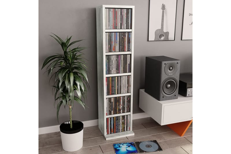 CD-hylla betonggrå 21x20x88 cm spånskiva - Grå - Möbler - Vardagsrum - Tv-möbler & mediamöbler - CD hyllor & DVD hyllor