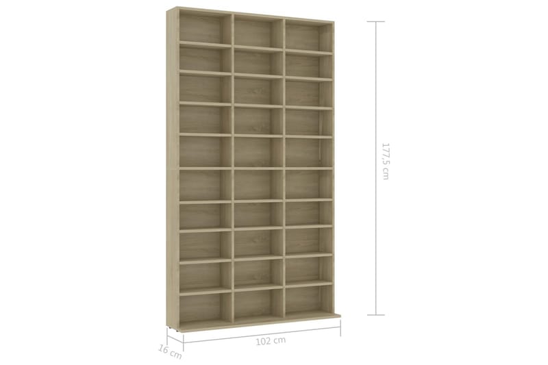 CD-hylla sonoma-ek 102x23x177,5 cm spånskiva - Brun - Möbler - Vardagsrum - Tv-möbler & mediamöbler - CD hyllor & DVD hyllor