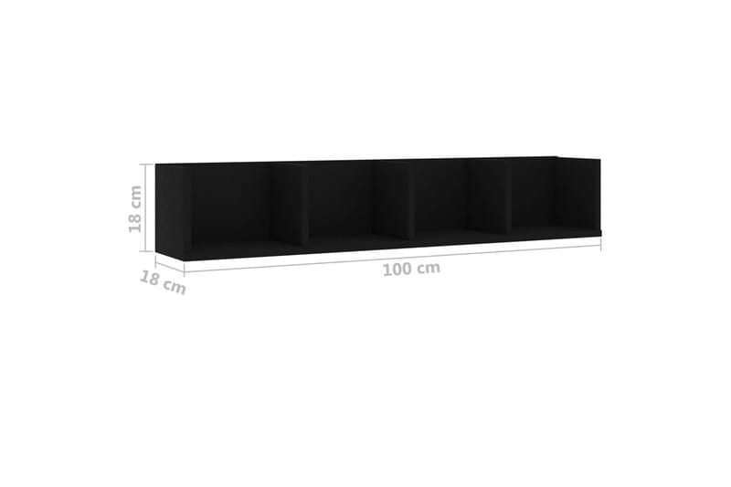 CD-hylla svart 100x18x18 cm spånskiva - Svart - CD hyllor & DVD hyllor