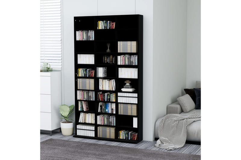 CD-hylla svart 102x23x177,5 cm spånskiva - Svart - Möbler - Vardagsrum - Tv-möbler & mediam�öbler - CD hyllor & DVD hyllor