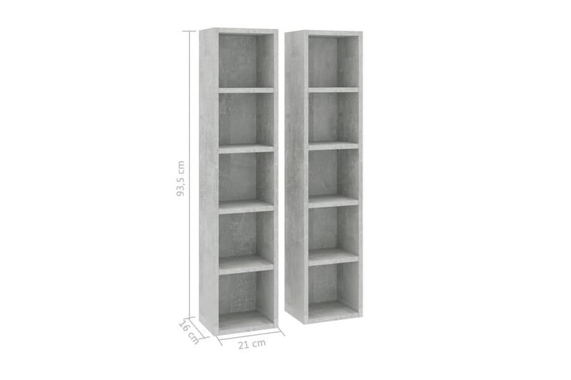 CD-hyllor 2 st betonggrå 21x16x93,5 cm spånskiva - Grå - Möbler - Vardagsrum - Tv-möbler & mediamöbler - CD hyllor & DVD hyllor