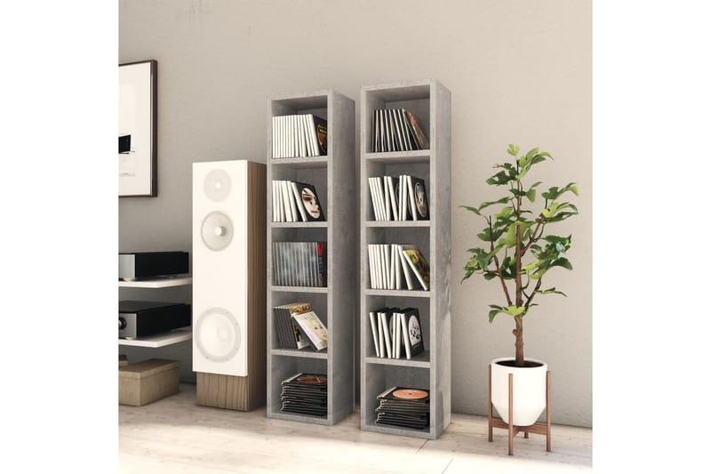 CD-hyllor 2 st betonggrå 21x16x93,5 cm spånskiva - Grå - Möbler - Vardagsrum - Tv-möbler & mediamöbler - CD hyllor & DVD hyllor