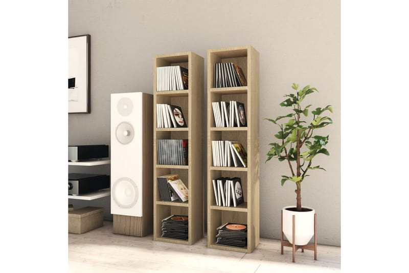 CD-hyllor 2 st sonoma-ek 21x16x93,5 cm spånskiva - Brun - Möbler - Vardagsrum - Tv-möbler & mediamöbler - CD hyllor & DVD hyllor