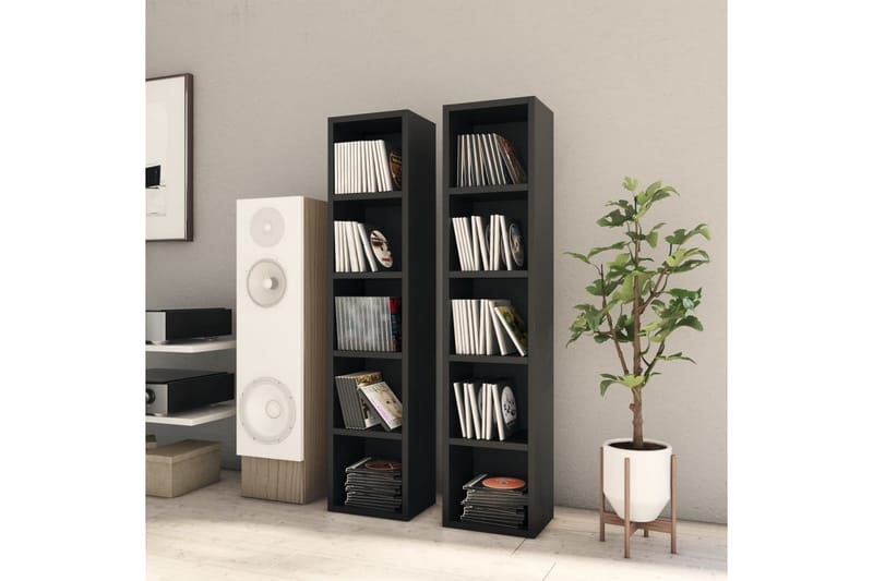 CD-hyllor 2 st svart 21x16x93,5 cm spånskiva - Svart - Möbler - Vardagsrum - Tv-möbler & mediamöbler - CD hyllor & DVD hyllor
