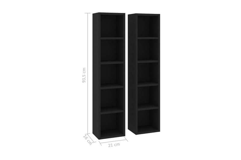 CD-hyllor 2 st svart 21x16x93,5 cm spånskiva - Svart - Möbler - Vardagsrum - Tv-möbler & mediamöbler - CD hyllor & DVD hyllor