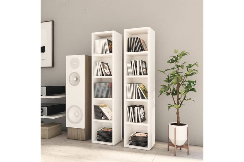 CD-hyllor 2 st vit 21x16x93,5 cm spånskiva - Vit - Möbler - Vardagsrum - Tv-möbler & mediamöbler - CD hyllor & DVD hyllor