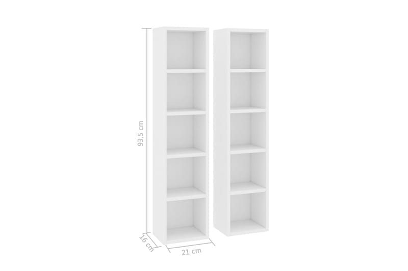 CD-hyllor 2 st vit 21x16x93,5 cm spånskiva - Vit - Möbler - Vardagsrum - Tv-möbler & mediamöbler - CD hyllor & DVD hyllor