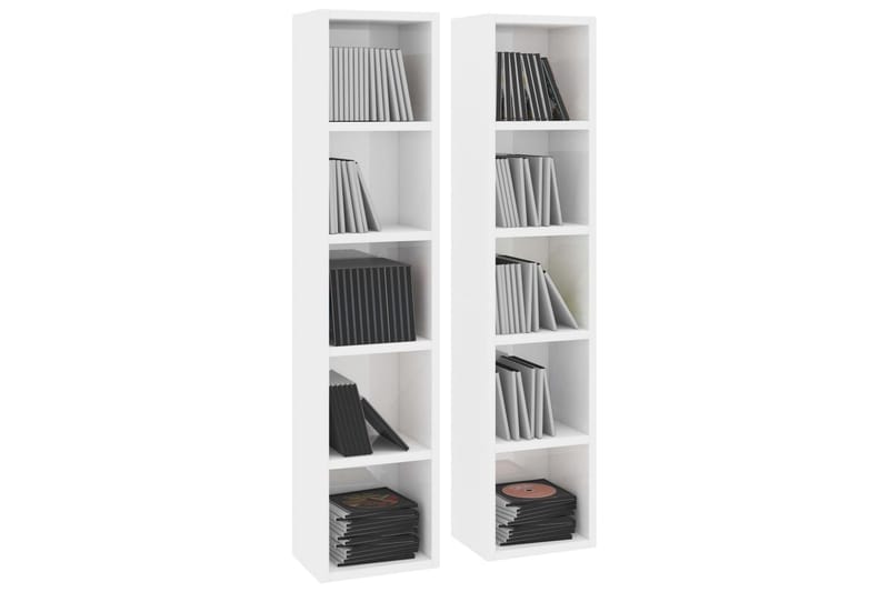 CD-hyllor 2 st vit högglans 21x16x93,5 cm spånskiva - Vit - Möbler - Vardagsrum - Tv-möbler & mediamöbler - CD hyllor & DVD hyllor