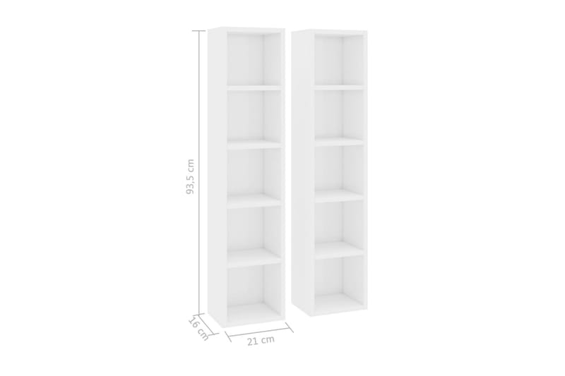 CD-hyllor 2 st vit högglans 21x16x93,5 cm spånskiva - Vit - Möbler - Vardagsrum - Tv-möbler & mediamöbler - CD hyllor & DVD hyllor