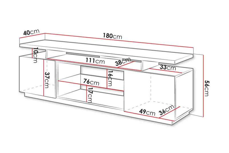 Ceasar Tv-bänk 180 cm - Svart - Möbler - Vardagsrum - Tv-möbler & mediamöbler - Tv-bänkar