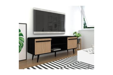 Chantal Golvstående Tv Bänk 140 cm med Förvaring i Ljust Trä - Svart - Möbler - Vardagsrum - Tv-möbler & mediamöbler - Tv-bänkar