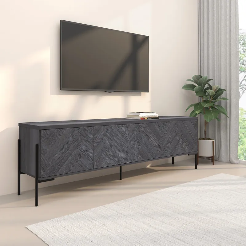 Charlene Tv-bänk 175 cm - Grå fiskbensek / grå ek - Möbler - Vardagsrum - Tv-möbler & mediamöbler - Tv-bänkar