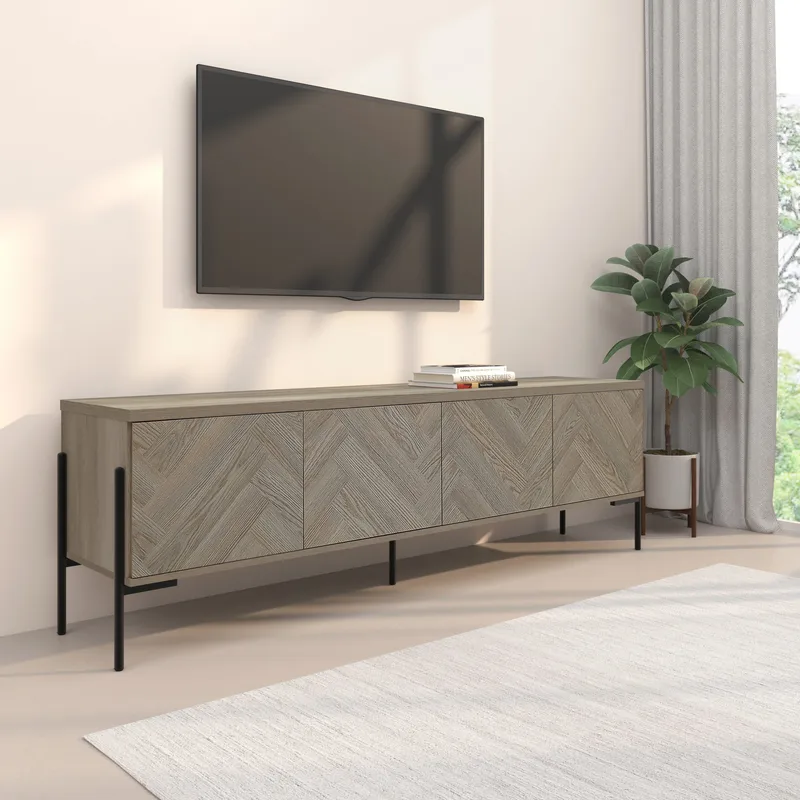 Charlene Tv-bänk 175 cm - Naturfärgad fiskbensek / naturek - Möbler - Vardagsrum - Tv-möbler & mediamöbler - Tv-bänkar