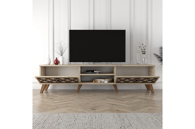 Chass Golvstående Tv Bänk 180 cm med Förvaring i Ljust Trä - Beige - Möbler - Vardagsrum - Tv-möbler & mediamöbler - Tv-bänkar