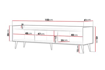 Chiku Golvstående TV Bänk 150 cm med Förvaring i Målat Trä - Beige - Möbler - Vardagsrum - Tv-möbler & mediamöbler - Tv-bänkar