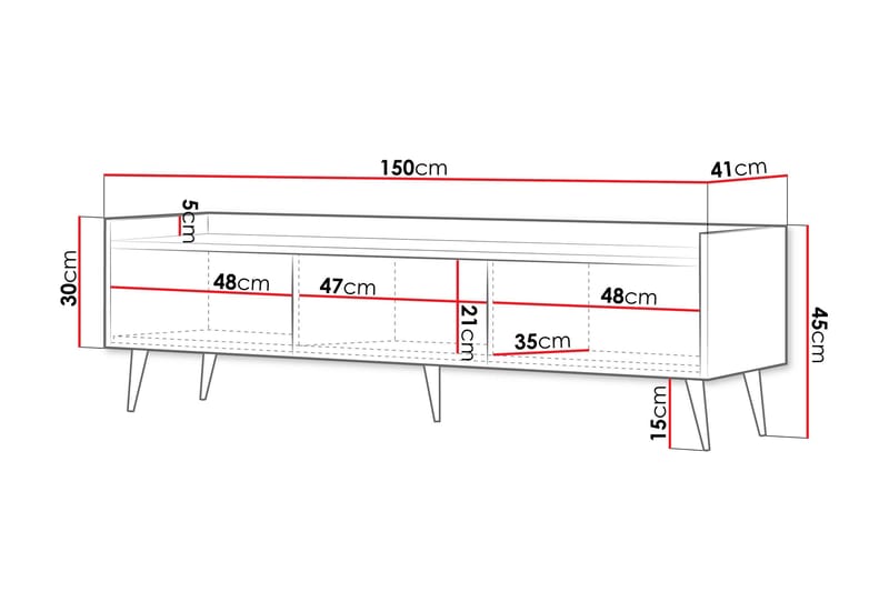 Chiku Golvstående TV Bänk 150 cm med Förvaring i Målat Trä - Beige - Möbler - Vardagsrum - Tv-möbler & mediamöbler - Tv-bänkar