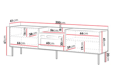 Clarinor Tv-bänk 200 cm Eldstad med värmefunktion - Beige|svart - Möbler - Vardagsrum - Tv-möbler & mediamöbler - Tv-bänkar