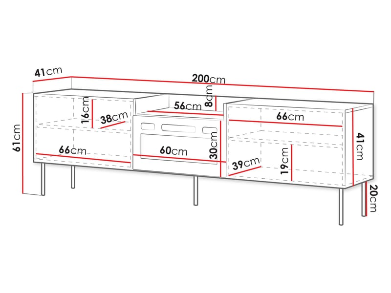 Clarinor Tv-bänk 200 cm Eldstad med värmefunktion - Beige|svart - Möbler - Vardagsrum - Tv-möbler & mediamöbler - Tv-bänkar