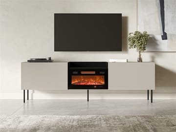 Clarinor Tv-bänk 200 cm Eldstad med värmefunktion - Beige|svart - Möbler - Vardagsrum - Tv-möbler & mediamöbler - Tv-bänkar