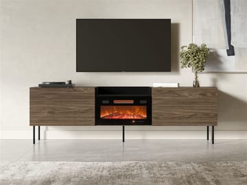 Clarinor Tv-bänk 200 cm Eldstad med värmefunktion - Brun|svart - Möbler - Vardagsrum - Tv-möbler & mediamöbler - Tv-bänkar