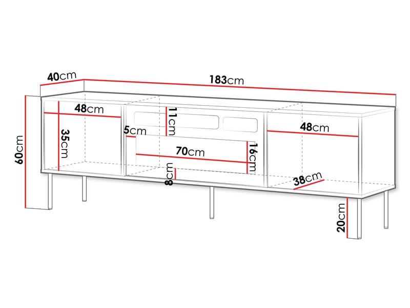 Claven Tv-bänk 183 cm - brun - Möbler - Vardagsrum - Tv-möbler & mediamöbler - Tv-bänkar