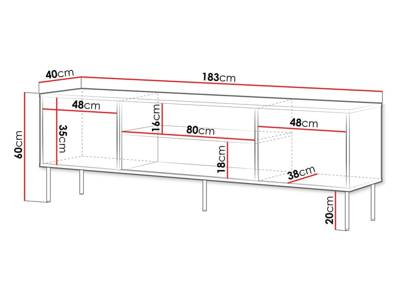 Claven Tv-bänk 183 cm - brun - Möbler - Vardagsrum - Tv-möbler & mediamöbler - Tv-bänkar