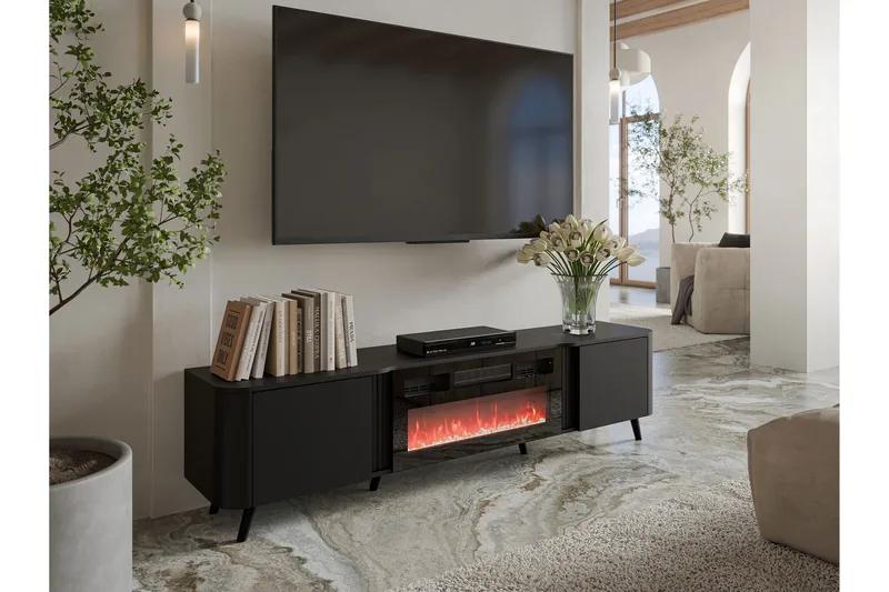 Clement Tv-bänk 200 cm - Svart - Möbler - Vardagsrum - Tv-möbler & mediamöbler - Tv-bänkar