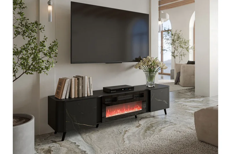 Clement Tv-bänk 200 cm - Svart - Möbler - Vardagsrum - Tv-möbler & mediamöbler - Tv-bänkar