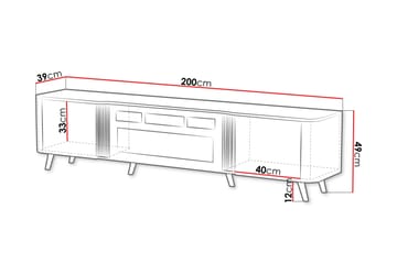 Clement Tv-bänk 200 cm - Svart/Brun - Möbler - Vardagsrum - Tv-möbler & mediamöbler - Tv-bänkar