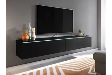 Concept Vägghängd TV Bänk 180 cm med Förvaring i Målat Trä - Svart - Möbler - Vardagsrum - Tv-möbler & mediamöbler - Tv-bänkar