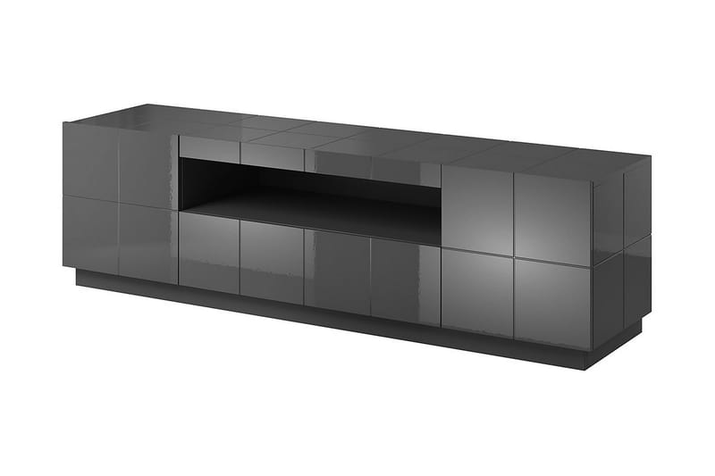 CONDAC TV-bänk 184 cm + LED Grå Högglans/Vit LED - Tv-bänkar