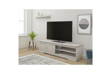 Cubrix Golvstående Tv Bänk 162 cm med Förvaring i Furu - Vit - Möbler - Vardagsrum - Tv-möbler & mediamöbler - Tv-bänkar