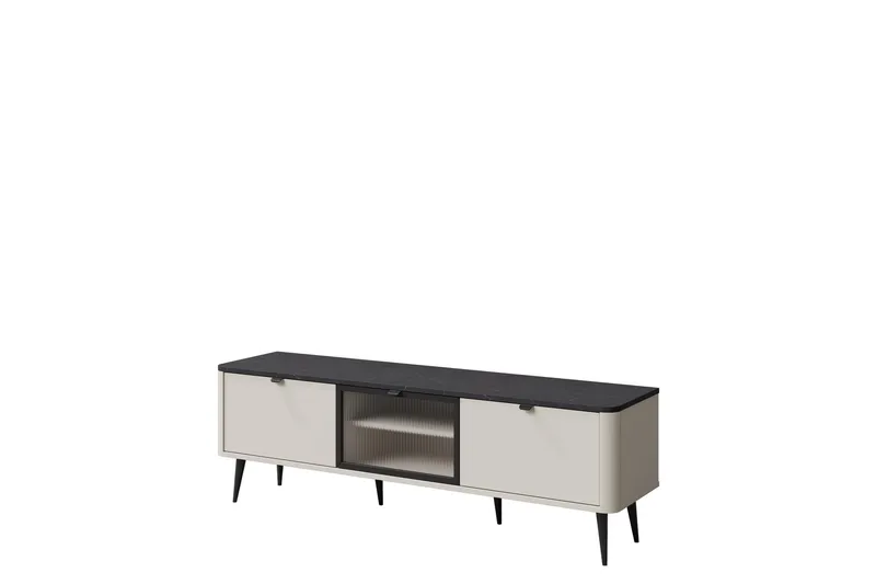 Cucina Golvstående TV Bänk 160x40 cm med Förvaring i Mörkt Trä, Beige|Grå