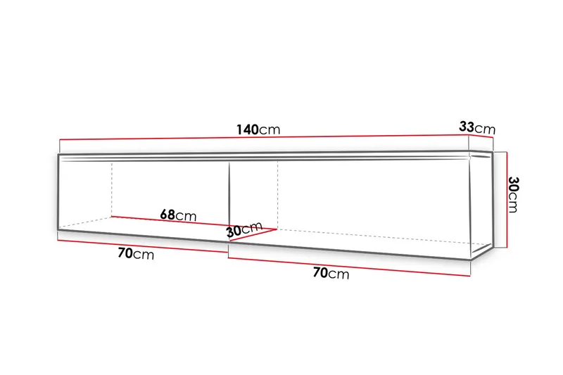 Cuguen TV-bänk 140 cm LED-belysning - Grå/Vit/Vit LED - Möbler - Vardagsrum - Tv-möbler & mediamöbler - Tv-bänkar